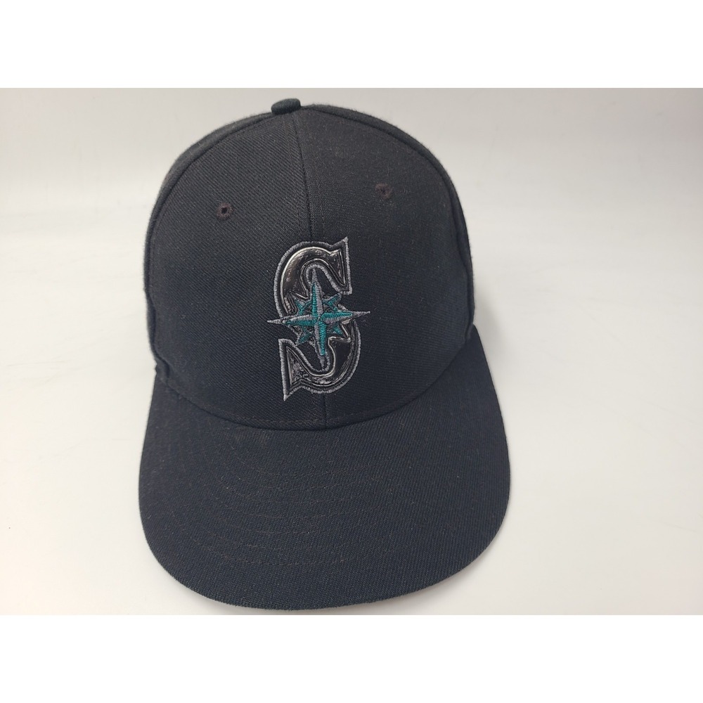 Seattle Mariners Twins Enterprise Fitted 7 3/8 Hat Cap Wool‎ Blend Men MLB Black